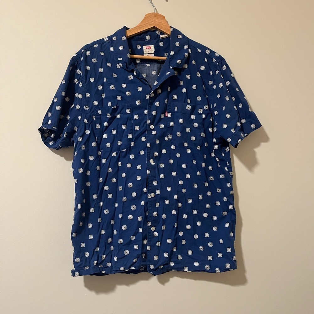 Levi's Men's Navy Polka Dot Button Down Shirt